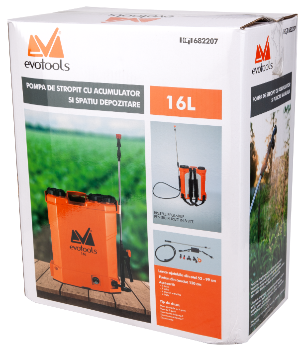 Pompa de Stropit cu Acumulator si Spatiu Depozitare PP Evotools