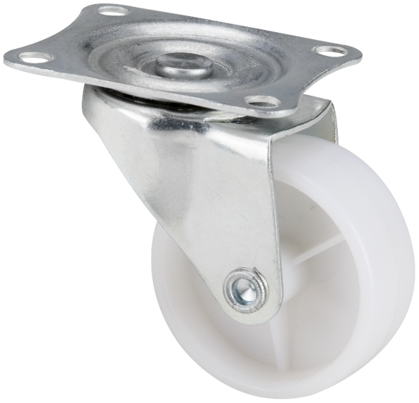 Roata Pivotanta cu Flansa din PVC Alb pentru Mobilier