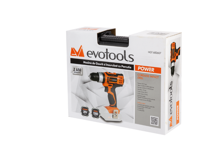 Masina de Gaurit si Insurubat cu Percutie cu 2 Acumulatori si Incarcator MAX 20V POWER Evotools