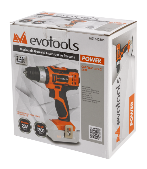 Masina de Gaurit si Insurubat cu Percutie fara Acumulator si Incarcator MAX 20V POWER Evotools